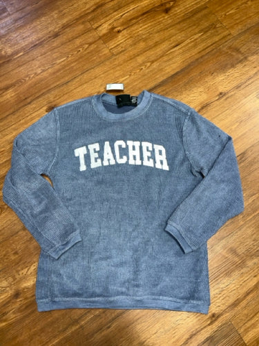 Size S pullover waffle TEACHER crewneck