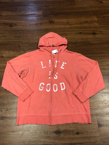 Women's Life Is Good Size XL Zip Up Hoodie