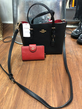 Load image into Gallery viewer, Coach Mollie Tote Double Faced Crossgrain Leather Black (NEW) w/ used wallet