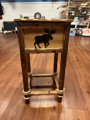 Wooden Stand with moose, home decor-pick up only