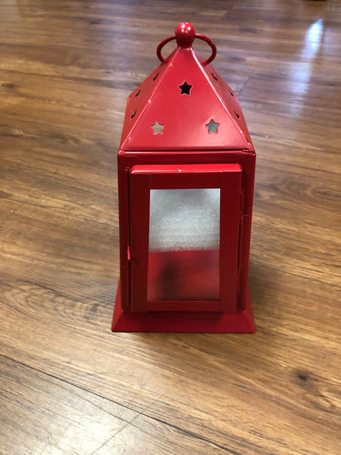 Red barn tealight lantern--home decor