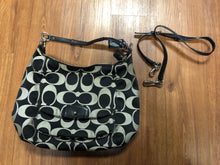Load image into Gallery viewer, Coach Purse with longer shoulder strap - spots on cloth throughout