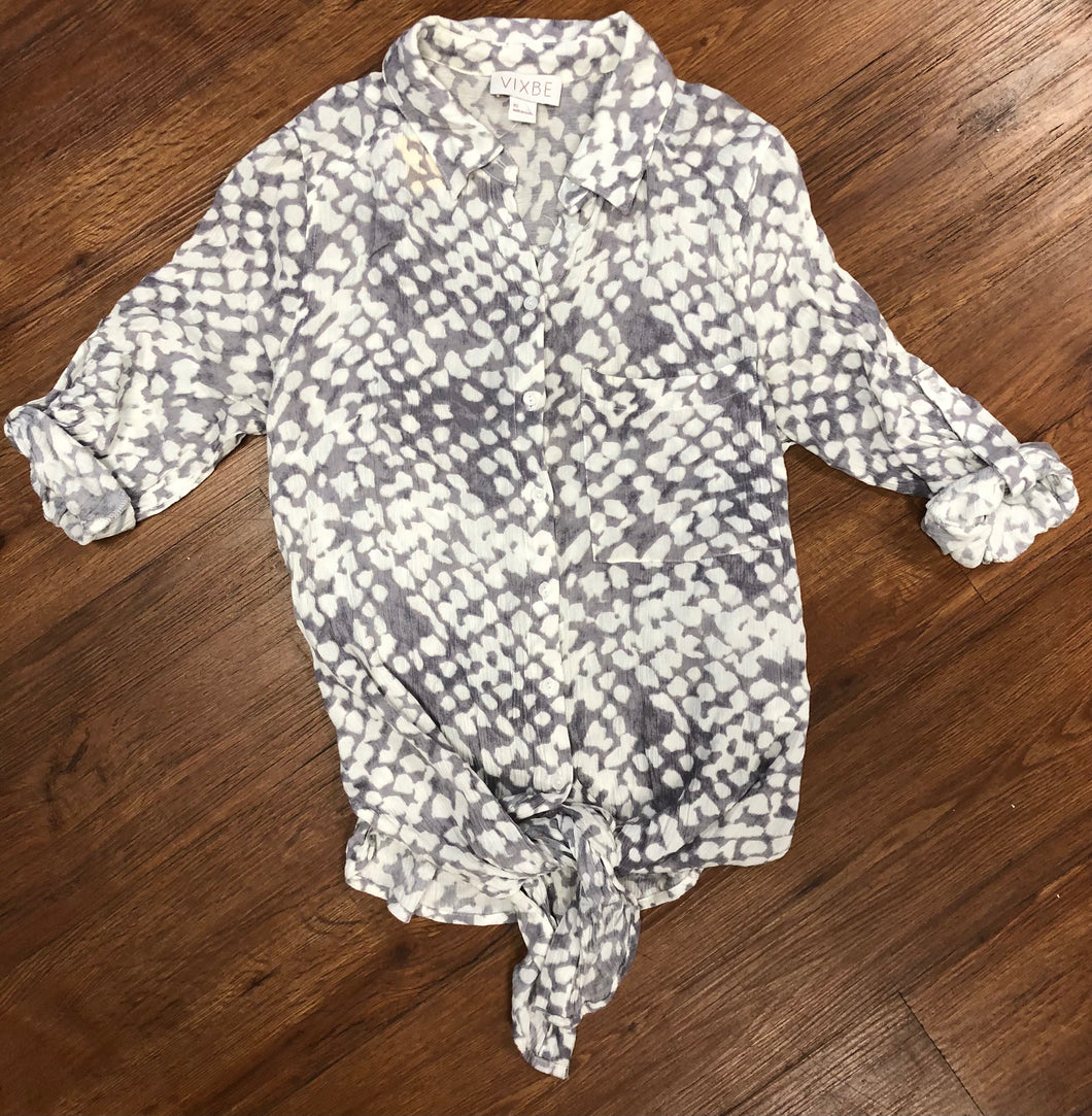 Size XS button up shirt, tie front