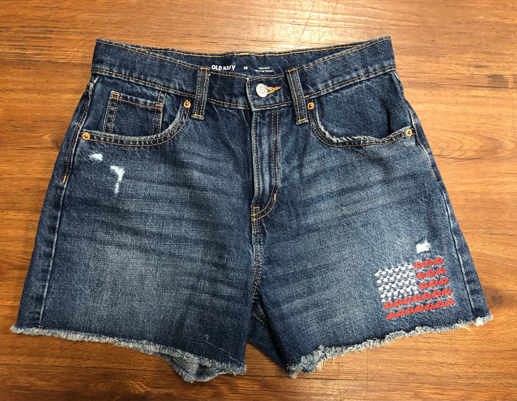Size 16 old navy Shorts, floral flag embroidery