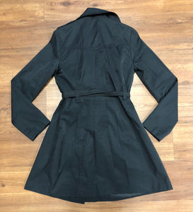 womens S Express button up jacket with belt, black