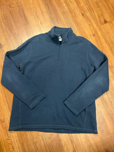 Size XL 1/4 zip pullover, navy blue