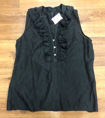 womens Size M tank shirt, black sheer