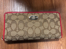 Load image into Gallery viewer, Coach Purse - large shoulder bag with red trim. Includes zipped up wallet.