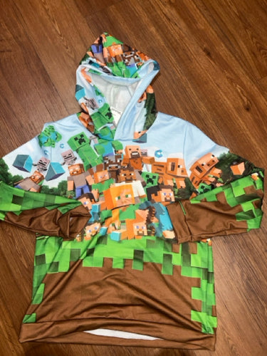 13/14 mincraft long sleeve hooded shirt