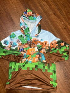 13/14 mincraft long sleeve hooded shirt