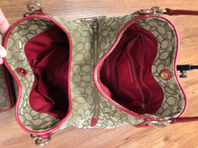 Load image into Gallery viewer, Coach Purse - large shoulder bag with red trim. Includes zipped up wallet.