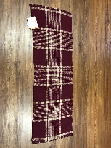 Estib burgundy tan plaid runner home decor