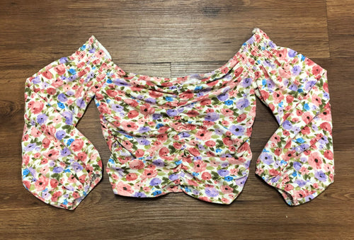 Size S forever 21 crop shirt 3/4 sleeve cinch front
