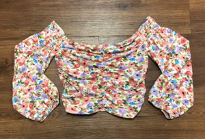 Size S forever 21 crop shirt 3/4 sleeve cinch front