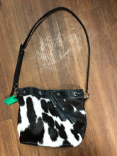 Load image into Gallery viewer, Purse - black and white cowhide drawstring crossbody bucket purse