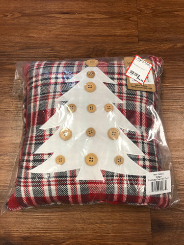 Plaid button tree pillow home decor