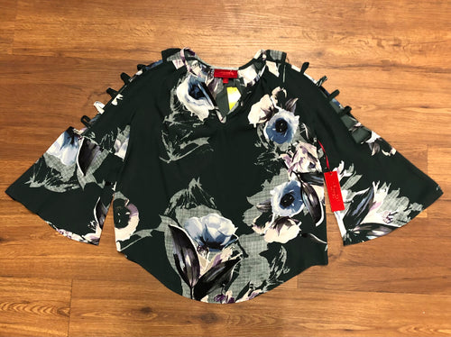 Size XS Jennifer Lopez 3/4 sleeve, ruffle open sleeve shirt