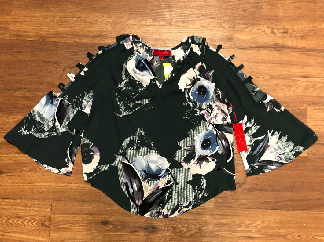 Size XS Jennifer Lopez 3/4 sleeve, ruffle open sleeve shirt