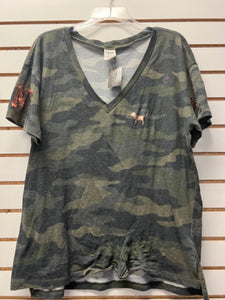 Size Large VS pink camo t-s Shirt front knot detail