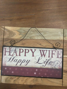 happy wife plaque home decor