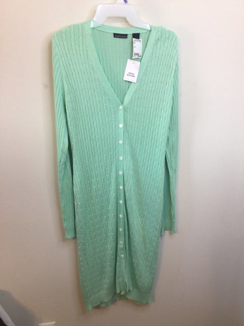 Size L Moda Pastel Green Sweater Button Up Dress
