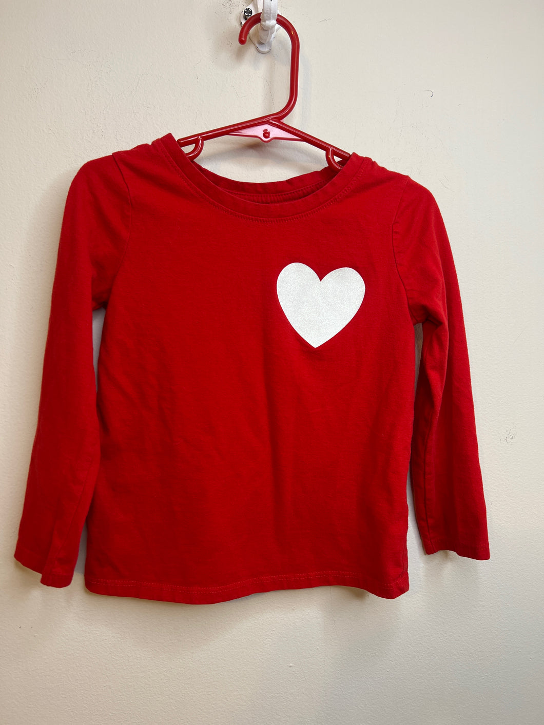 Girls size 4T Cat & Jack Red long-sleeve  Shirt with a heart