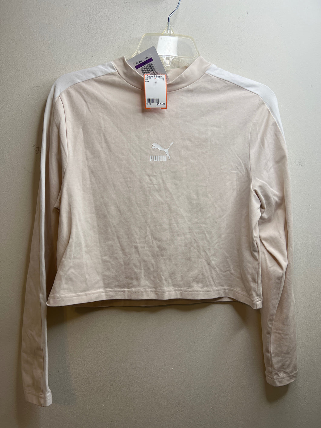 Girls Size 2X (18/20) Puma pink long sleeve crop Shirt BNWT