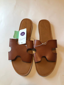 11 brown slip on sandal