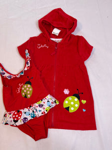 Girls size 4T Wippette Red Lady Bug Swim Cover