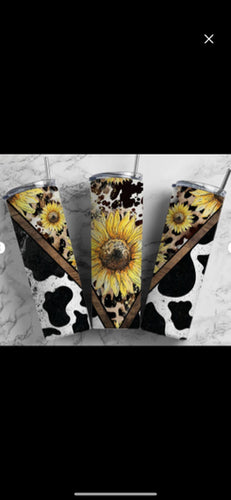 Cow Print Sunflowers tumbler
