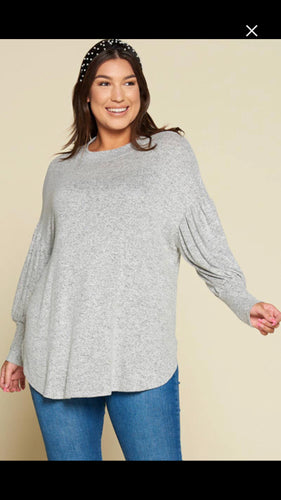 Size 2X soft Hacci Brush long sleeve boutique shirt