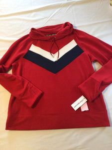womens Size L Tommy Hilfiger Red Fleece Sport Pull-over