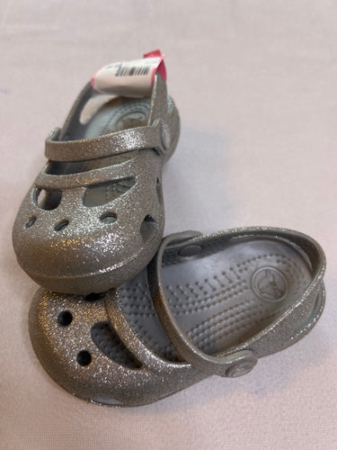 Toddler Girls size 5 Silver Glitter Crocs shoes