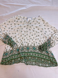 Girls size 8 Justice white and green floral Shirt