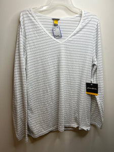Womens Size XXL Eddie Bauer Long-sleeve white and gray stripe Shirt
